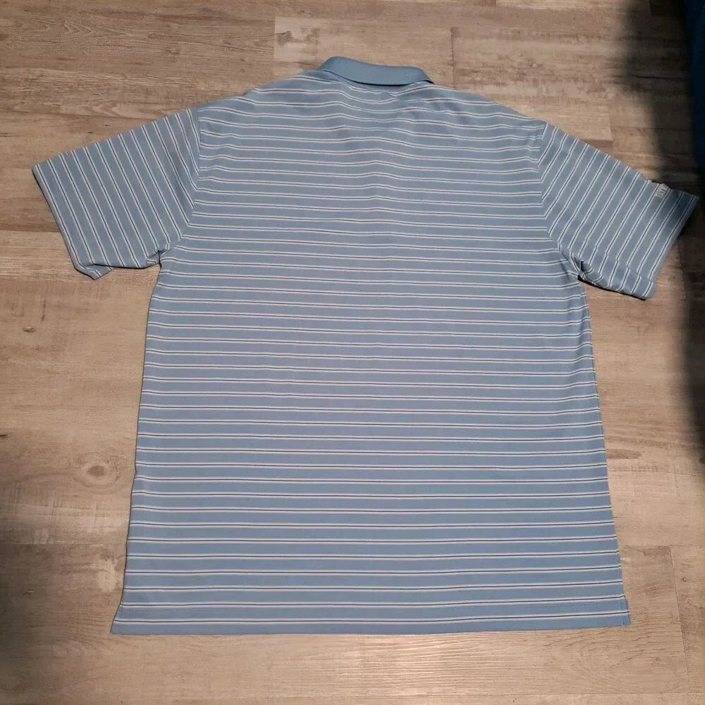 Nike Golf Mens XXL Dri Fit Polo Shirt Collar Vent Blue Striped Logo Tatum Ranch